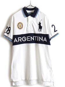 ビッグポニー ■ アルゼンチン 代表 POLO ポロ ラルフローレン 鹿の子 半袖 ポロシャツ ( メンズ L ) 古着 ラガーシャツ タイプ 半袖シャツ