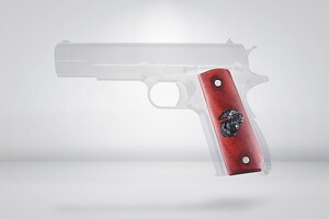 M1911A1 MEU 対応 ウッド グリップ パネル USMCメタルエンブレム ブラック