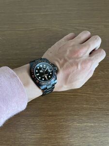 エクスプローラー2 PVD塗装ブラックカスタムオマージュウォッチ自動巻き腕時計　オマージュウォッチ