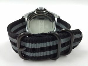  nylon made military strap for exchange wristwatch belt black gray stripe X black 22mm