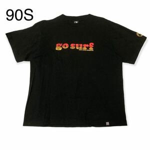 90S t&c SURF ビッグロゴ Tシャツ ブラック ティーアンドシーサーフ 黒T 半袖Tシャツ Tee サーフィン surfing ハワイ Hawaii