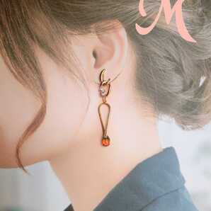 ハンドメイド イヤリング or ピアス ピアス316Lステンレス アレルギー対応 or マスクチャーム ツイスト しずく グラデーション ドレス にも