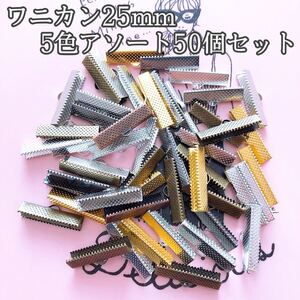 ハンドメイド 材料 ワニカン 25ミリ 5色アソート50個セット まとめ売り