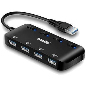 atolla USB3.0 ハブ4ポート高速USB3.0拡張USB Hub 独立スイッチ付 コンパクト 軽量設計 バスパワー