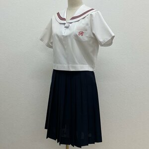 US559-5 (中古) 兵庫県 加古川市立陵南中学校 セーラー服 上下セット /170A/W63/セーラー/スカート/赤3本/夏服/夏用/制服/高校/女子学生/