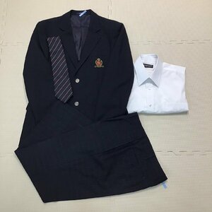 OT483-1 (中古) 栃木県 小山南高校 男子学生服 4点セット /M/W82/ブレザー/シャツ/ズボン/ネクタイ/冬夏/中学校/高校/制服/学生服/卒業生品