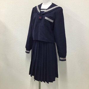 O350 (中古) 兵庫県 浜の宮中学校 セーラー服 上下セット /L/W64/セーラー/スカート/白3本ライン/IZUMOYA/冬服/制服/学生服/高校/女子学生