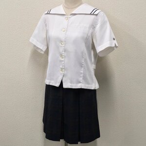 A27 (中古) 栃木県 茂木高校 セーラー服 上下セット /L/LL/W72/セーラー/スカート/GREEN MATE/夏服/高校/中学校/制服/学生服/女子学生