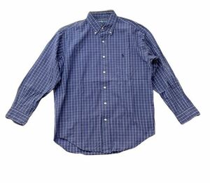 90's ラルフローレン Polo Ralph Lauren BLAKE コットンシャツ 長袖 ボタンダウン チェック ネイビー M [ta-0464]