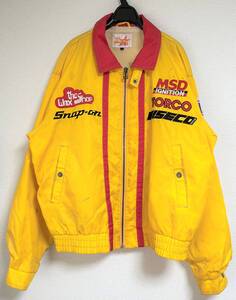VINTAGE ヴィンテージ コレクション *STAR RACING THE WAX SHOP SNAP-ON ナイロン レーシング ジャケット ブルゾン LL size イエロー