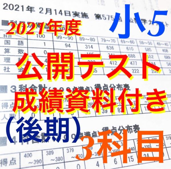 浜学園小5公開学力テスト 3科目国語 算数 理科 成績資料付き