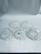新品　昭和レトロ ガラス皿 5枚セット　ビンテージ　ガラス食器 _画像1