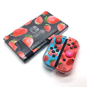 F33匿名配送・Switch ハードケース クリア 苺 スティックカバー付