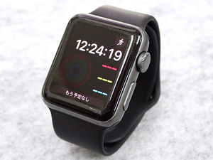【中古】Apple Watch Series2 38mm スペースグレイアルミニウムケース と ブラックスポーツバンド A1757(MFA526-1)