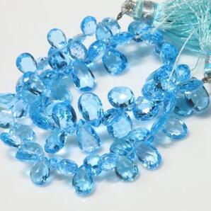 スイスブルートパーズ アーモンドビーズ 大きさ約5.5-9.5x4-6.5mm 重さ約88ct 64ケ