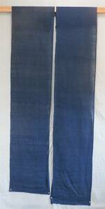 本藍染　蚊帳解き布　1.78メートル×0.34メートル　2枚　ハギレ　P　リメイク　素材　蚊帳　木綿　古布　藍染め　濃紺藍　　