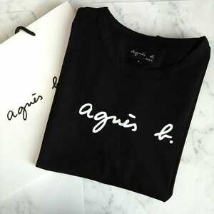 新品★agnes b.半袖ロゴTシャツ　ブラック　レディースLサイズ