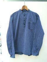 ヨーロッパ古着 shirt smock プルオーバーシャツ スモック シャツ ストライプ 長袖半袖 MV931_画像1