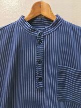 ヨーロッパ古着 shirt smock プルオーバーシャツ スモック シャツ ストライプ 長袖半袖 MV931_画像3