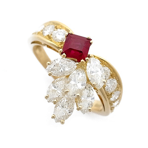 [ green shop pawnshop ] Piaget ruby * diamond ring #53 K18YG[ used ]