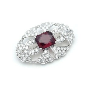 [ green shop pawnshop ] Mikimoto garnet * diamond brooch K14WG[ used ]