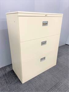 ◆自社便対応地域あり◆管1600◆オカムラ製◆3段A4ラテラル書庫 鍵付き 幅900mm 高1120mm◆ニューグレー