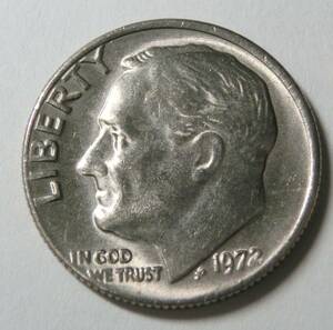 C0506　アメリカ　コイン　10セント　1DIME　1972年D刻印　硬貨　