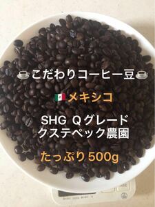 こだわりコーヒー豆　メキシコ　SHG Qグレード 500g 中深煎り　自家焙煎珈琲　クステペック農園　アイス珈琲　水出しコーヒー