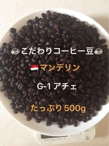 こだわりコーヒー豆 マンデリン G-1アチェ 500g 中深煎り 自家焙煎珈琲 bahtera農協 Qグレード