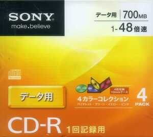 原産国 日本　SONY　CD-R　データ用 700MB 48x　4CDQ-80GX　非プリンタブル　4枚パック 未開封新品