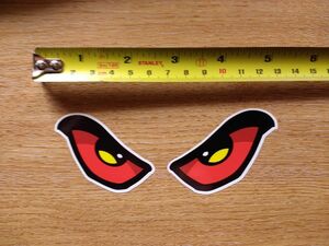 送料無料 Evil Eyes Decal Sticker red アイ 目 ヘルメット ステッカー シール デカール 125mm x 50mm