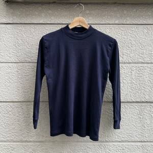 -90s euro old clothes Kids high gauge knitted cut and sewn long Tmok neck navy navy blue color SERMA EURO vintage Vintage 14