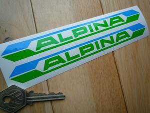 送料無料 Alpina 70's Logo Cut Vinyl Blue & Green Stickers アルピナ カッティング ステッカー シール デカール 2枚セット 190mm × 18mm
