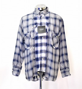 SEVESKIG (セヴシグ) FAKE FAKE SHIRT L/S フェイクフェイク長袖シャツ オンブレチェック OMBLE CHECK レイヤード ブルゾン WORK ワーク M