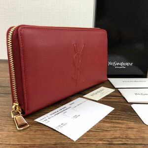 ☆送料無料☆ 未使用品 Saint Laurent ジップラウンドファスナーウォレット 352904 レッド YSL 箱付き 203