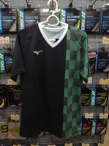 [MIZUNO 62JA2Z2030 S]MIZUNO( Mizuno ) official recognition uniform T green .. charcoal .. badminton tennis soft tennis ... blade 