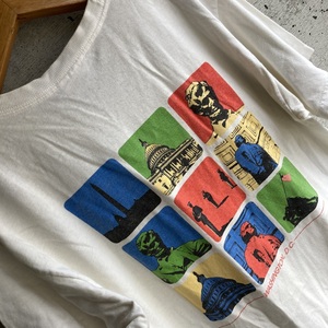 U.S Used Clothing WORLD STRIDES WASHINGTON,D.C. Design T-Shirt アメリカ古着 ワシントン イラスト デザイン Tシャツ S size ホワイト