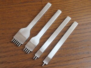 菱目打ち 3mm ピッチ 4本セット(1, 2, 4, 6本目) 革 穴あけ レザークラフト工具