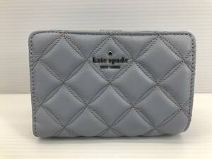 ○ 美品 kate spade ケイトスペード ナタリア ミディアム ウォレット 二つ折り 財布 グレー NATALIA ○