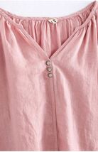 シャツブラウス　半袖シャツ　麻リネン通気性いい　ピンク色_画像3