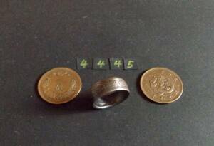 20号　 コインリング　 竜1銭銅貨使用 　ハンドメイド手作り指輪 　1点物です（4445）送料無料 　他にも銀貨や銅貨の指輪を出品中