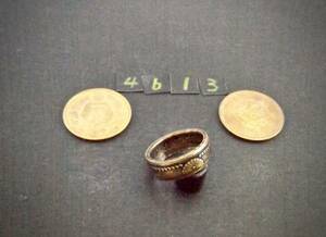 12 number ko Yinling gkalas1 sen yellow copper coin use hand made handmade ring 1 point thing. (4613) free shipping besides silver coin . copper coin. ring . exhibiting 