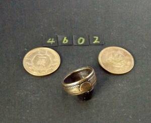 9号　 コインリング　 カラス1銭黄銅貨使用 　ハンドメイド手作り指輪 　1点物です（4602）送料無料 他にも銀貨や銅貨の指輪を出品中