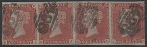  classic England stamp * Victoria woman .1841 year pe knee red 4 sheets row [ Scott #3,SI-SL] used .