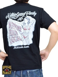 フラッグガールインクジェット半袖Tシャツ◆NativeGangFamily ブラックXXLサイズ NGF37-592 バイカー ネイティブギャングファミリー