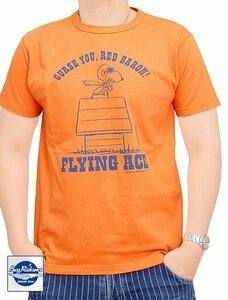 BUZZ×PEANUTS半袖Tシャツ「FLYING ACE」◆BUZZ RICKSON'S オレンジXLサイズ BR79048 バズリクソンズ スヌーピー