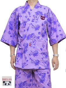 aro is pattern jinbei *PANDIESTA JAPAN lavender XL size 551213 bread tie start Japan Panda total pattern summer festival part shop put on 