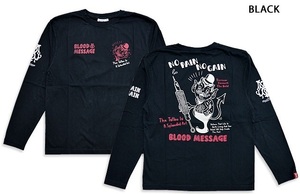 NO PAIN長袖Tシャツ◆BLOOD MESSAGE/ブラッドメッセージ ブラックSサイズ BLLT-1140 ロングTシャツ エフ商会 アメカジ ロンT