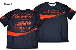 Enjoy Classic Carドライ半袖Tシャツ◆カミナリ ブラックSサイズ 小排気量 KDRYT-04 雷 旧車 ブルバード910 日産 吸汗速乾 エフ商会