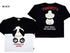 ファーパンダ切替BIGTee◆PANDIESTA JAPAN ブラックLサイズ 551103 パンディエスタジャパン ビッグサイズ ゆったりめ